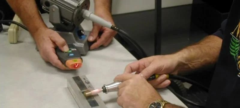 Shot peening training in progress